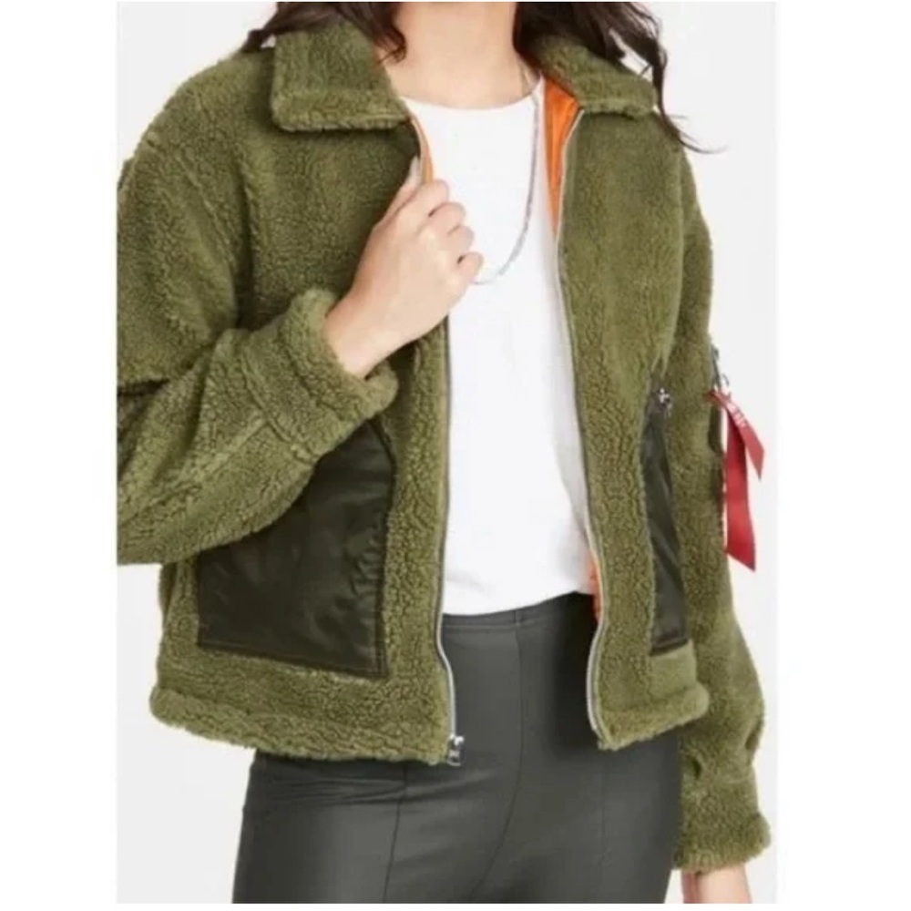Alpha Industries Olive Green Sherpa Jacket